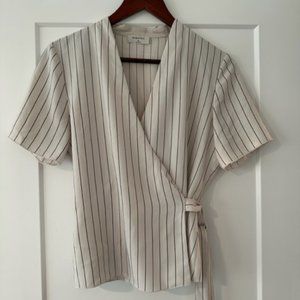 Aritzia Babaton Striped Tie Blouse XS